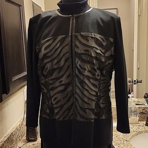 Ming Wang Lace and Appliqued Panels Jacket